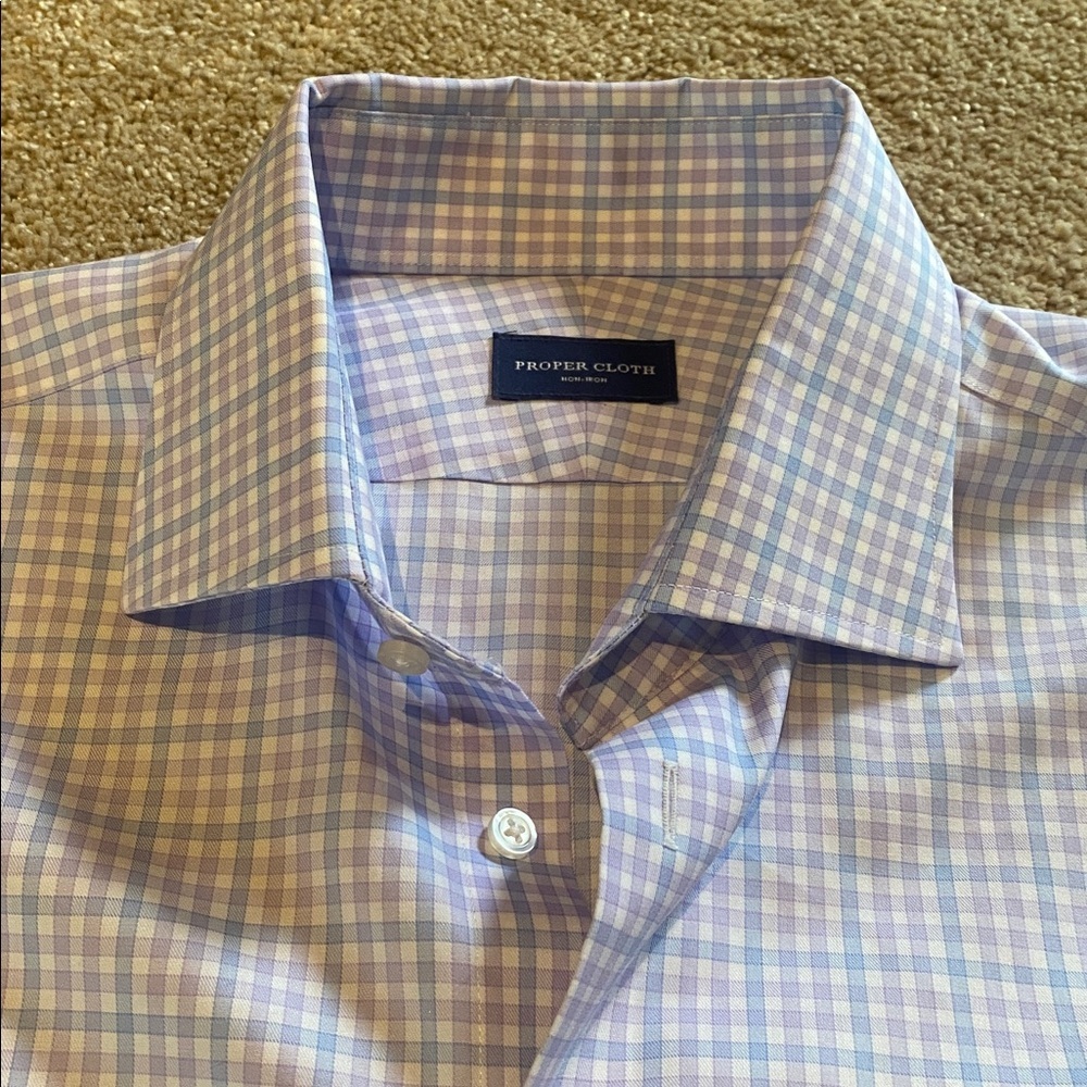 Proper Cloth Mayfair Wrinkle Resistant Lavender Blue Multi Check Size XL - Picture 3 of 10